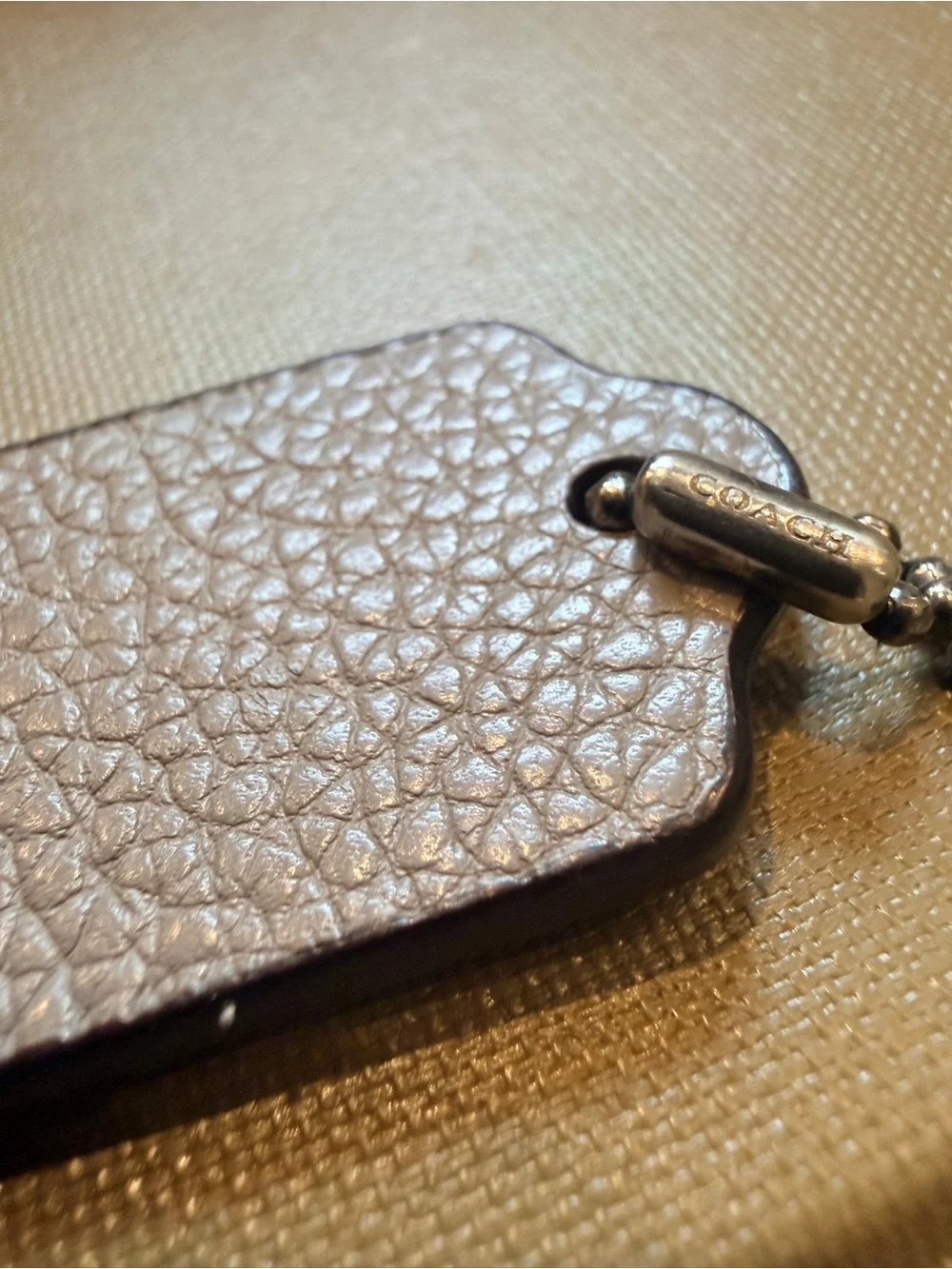 Coach Gray Leather Hangtag Keychain Bag Charm Replacement Tag Vintage